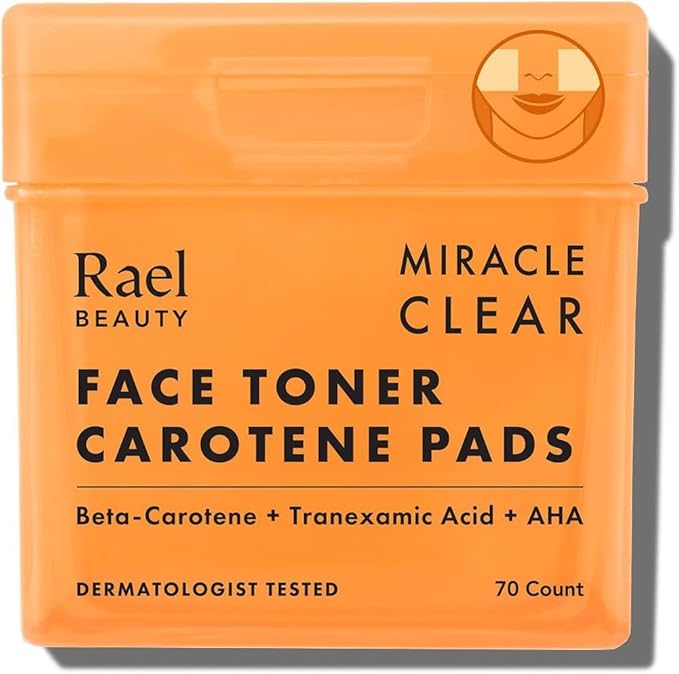 Rael Toner Pads, Cotton Pad for Face – Dual Textured, Exfoliating and Soothing with Carotene, Niacinamide, Hyaluronic Acid, Hydrating, Korean Skin Care (70 Count)