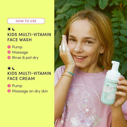 Evereden Kids Happy Face Duo (Melon Juice) - Multi-Vitamin Face Wash & Face Cream Set - Clean & Vegan Skin Care for Kids 3+ - Moisturizing, Nourishing, & Protective Skin Care Set