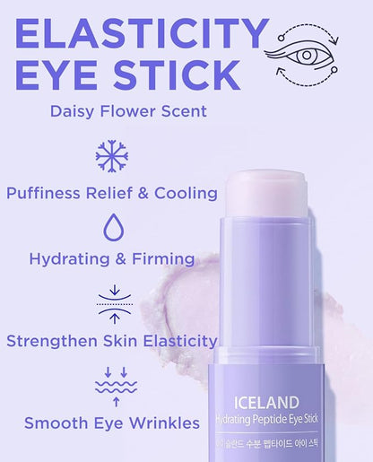 THESAEM Iceland Hydrating Eye Stick 0.24oz 3 Pack - Cooling, Collagen, Peptide - Cooling Eye Balm for Dark Circles and Puffiness – Under Eye Treatment - Balm to Smooth Skin Texture