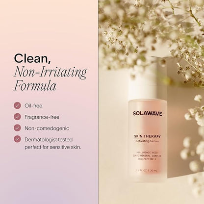 Solawave Wand Skin Therapy Activating Serum | Hyaluronic Acid and Peptides | Enhance Skincare Device Results | Hydrating Microcurrent Galvanic Current | Wrinkle Smoothing