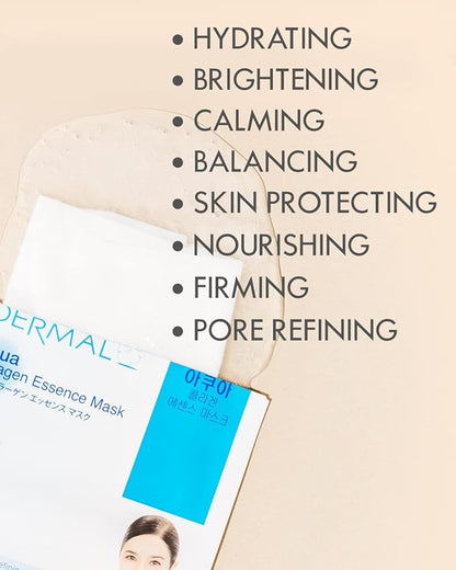 DERMAL A+B Korea Collagen Essence Full Face Facial Mask Sheet 32 Full Color SET