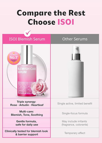 ISOI Blemish Care Up Serum for Face, Vegan Hydrating Serum for Smooth & Glass Skin Effect, Skin Barrier & Moisture Balance for Women, Arbutin, Korean Skin Care (1.18 fl. oz, 35ml)