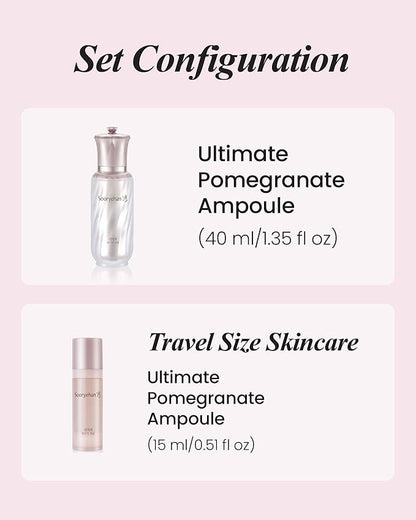 Sooryehan Ultimate Pomegranate Ampoule Set (55 ml/1.86 fl oz) - Skin Elasticity, Reduced Wrinkles & Skin Tone Improvement by LG Beauty. Collagen, Elastin, Vitamin C, Propolis,