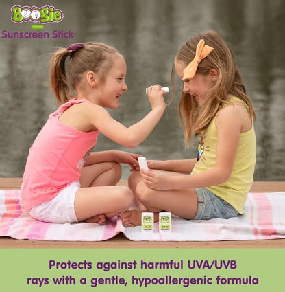 Baby Sunscreen Stick by Boogie Block, Mineral Sunscreen SPF 50, Travel Size Sunblock for Kids, Zinc Oxide, Water Resistant, Vegan, Fragrance Free Pack of 3