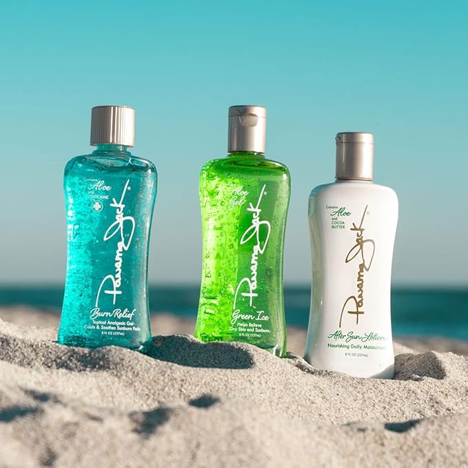 Panama Jack Green Ice Gel - Aloe Vera After Sun Formula Contains No Alcohol, Helps Preserve Tan, Relieves & Moisturizes Dry Skin & Sunburn, 8 FL OZ