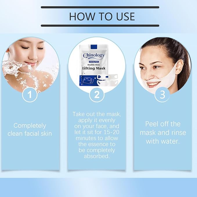 Double Chin Lifting Mask, Reusable Upgraded Double Chin Reducer, Helps Create A Three-Dimensional Jawline, Sleep Mask for Face and Neck Upgraded Deep Collagen Firming Mask (5 Pcs)