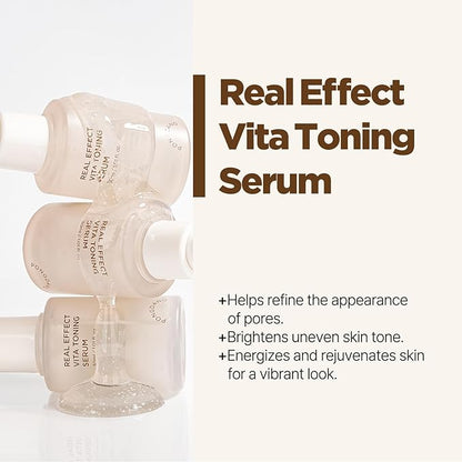 PONGDANG Real Effect Vita Toning Serum | Pore-Refining & Skin-Brightening Care | Lightweight, Non-Greasy Formula with 12 Vitamins, Niacinamide & White Truffle | Korean Skin Care