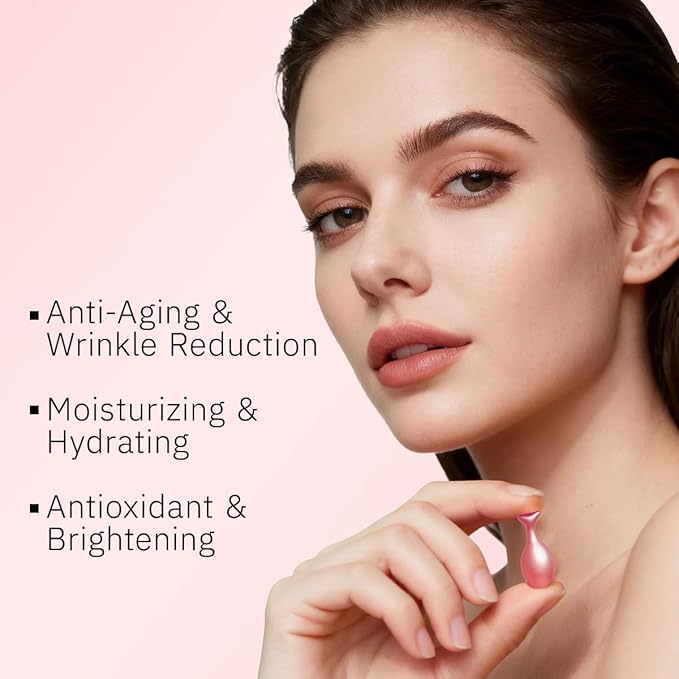 HKH Retinol Face Serum Oil - Anti-aging Night Serum with Vitamin E, 48 Capsules, Reduce Wrinkles, Firm & Hydrate Skin, Non-Greasy Formula, Travel-Friendly Skincare, with Scissors