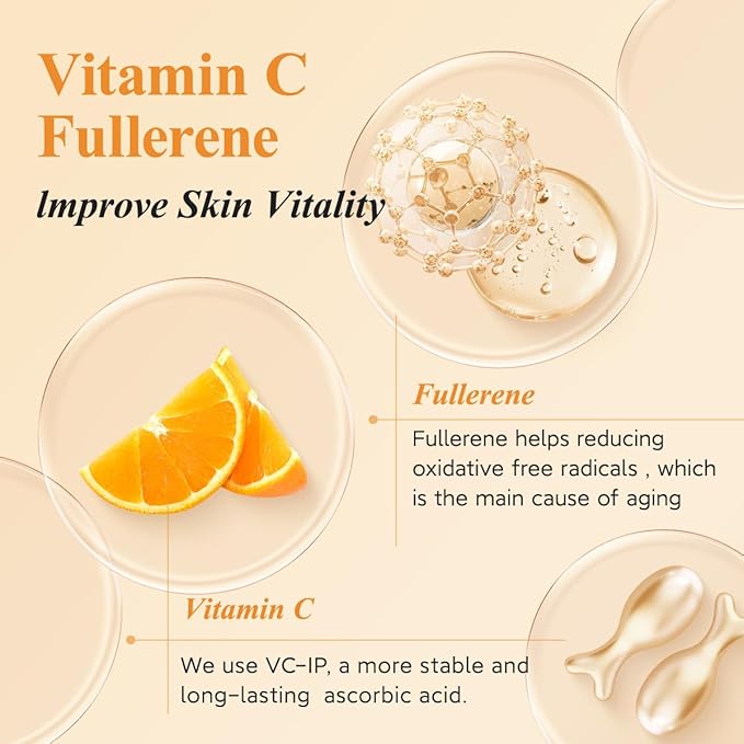 HKH Vitamin C Serum for Face: 48 Capsules Retinol Anti-Aging Wrinkle Repair Serum - Vitamin E Niacinamide Oil for Women - Daily Deep Skin Care for Fine Lines Smoothing Hydrating Brightening
