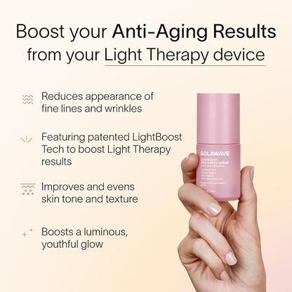 Solawave LightBoost Red Light Therapy Serum for Face & Neck | Enhances Beauty Wand & Microcurrent Devices | Boosts Collagen & Hydration for Radiant Skin, Reduces Appearance of Wrinkles & Fine Lines