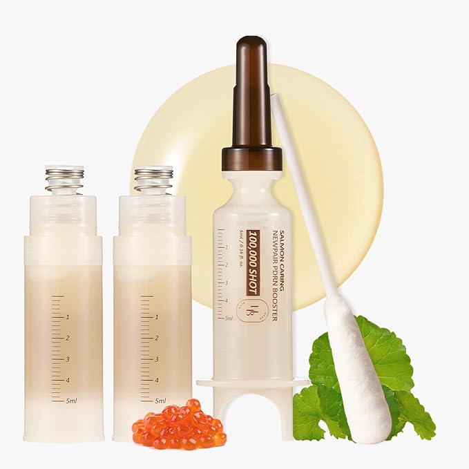HEVEBLUE Salmon Caring Centella New Pair PDRN Booster 100,000 Shot Essence (2ea) - Salmon PDRN, Restore and Rejuvenate, Refine Skin Texture, Low Irritation, Korean Skincare, K-Beauty