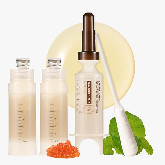HEVEBLUE Salmon Caring Centella New Pair PDRN Booster 100,000 Shot Essence (2ea) - Salmon PDRN, Restore and Rejuvenate, Refine Skin Texture, Low Irritation, Korean Skincare, K-Beauty