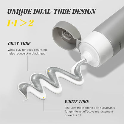 VGO Facial Cleanser, Daily Face Wash of Double Care and Effects, Cleansing Mud Mask & Amino Acid Cleansing All in One Gentle Face Cleanser, 3.52 Oz