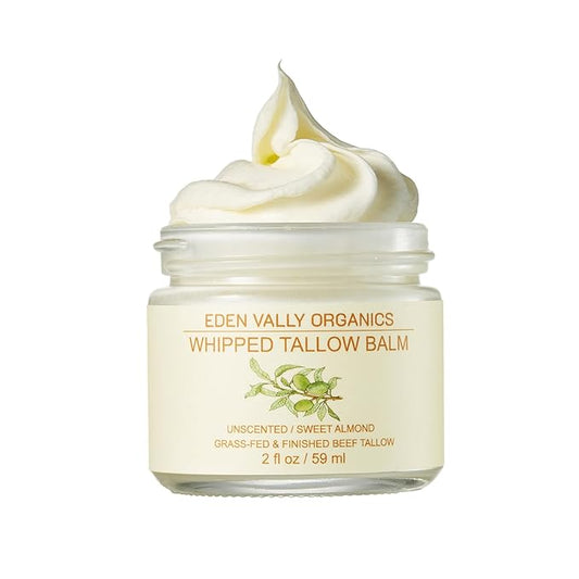 100% Grass-Fed Beef Tallow Whipped Moisturizer – Unscented Natural Skincare with Organic Oils – Vitamins A, D, E, K – For Face, Body, Eczema, Baby & Sensitive Skin, 2oz