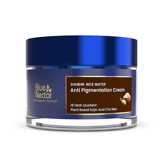 Blue Nectar 2% Kojic Acid Face cream for Pigmentation | Mushroom & Rice Water moisturizer for Dry, Oily & Sensitive Skin | Face Cream for Men (18 Herbs, 1.7 Oz)
