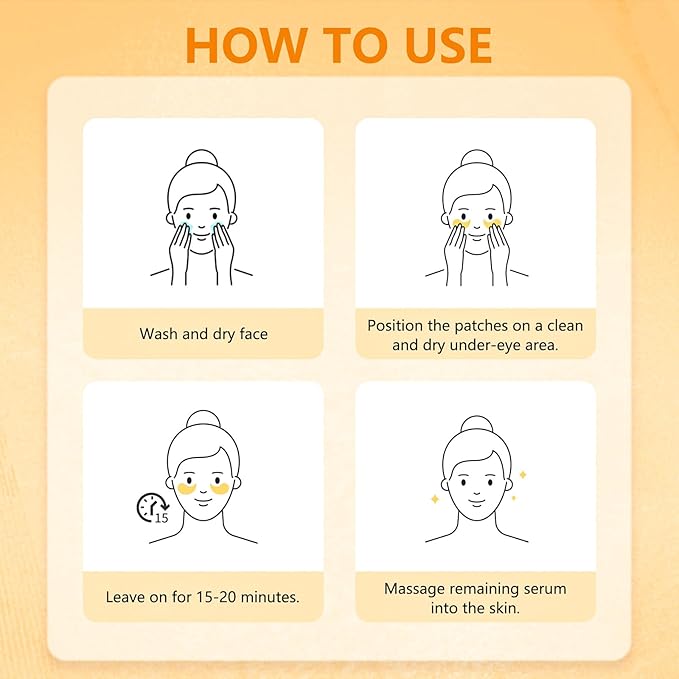 Under Eye Patches with Vitamin C & Caffeine 30 Pairs for Dark Circles, Fine Lines and Puffiness, with Niacinamide Hydra-Gel Collagen, Skin Care for Men & Women - 2 PACK