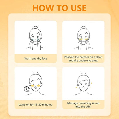 Under Eye Patches with Vitamin C & Caffeine 30 Pairs for Dark Circles, Fine Lines and Puffiness, with Niacinamide Hydra-Gel Collagen, Skin Care for Men & Women - 2 PACK