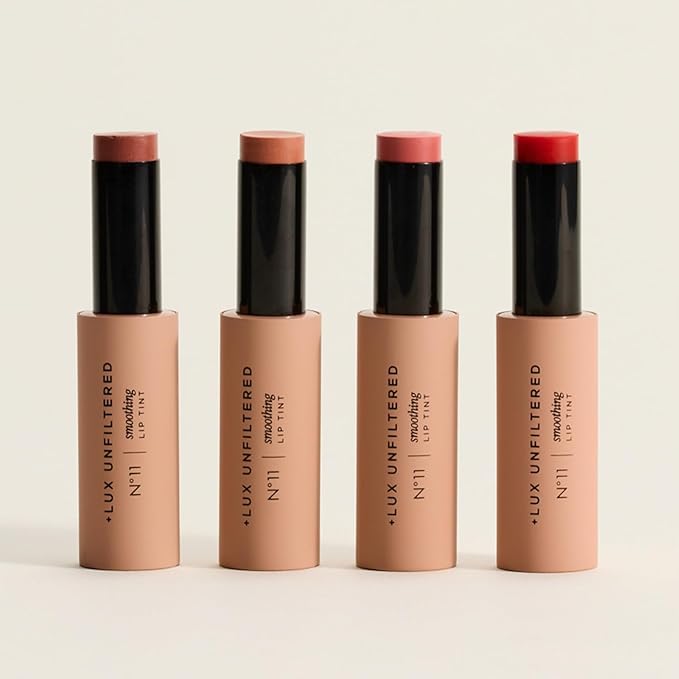 + Lux Unfiltered N°11 Smoothing Hydrating Lip Tint for Women - Tinted Lip Balm with Jojoba & Sunflower Oil - Lightweight, Moisturizing, Semi-Sheer Color - Vegan & Cruelty-Free - Paloma (Nude)