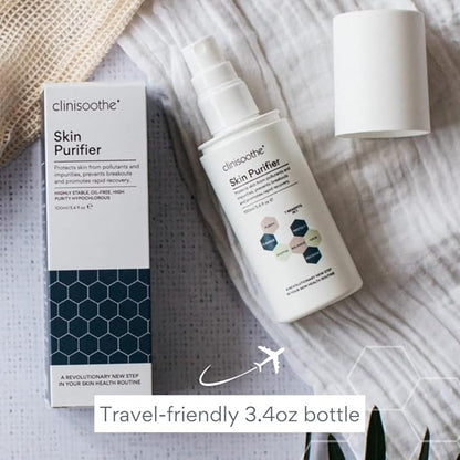 Clinisoothe+ Skin Purifier – Daily Cleanser and Acne Treatment for Face & Body, with Hypochlorous Technology to Prevent Breakouts & Promote Rapid Recovery, For All Skin Types (3.4oz Spray Bottle)