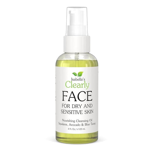 Clearly FACE, Natural Oil Cleanser Face Wash and Makeup Remover | Gentle Cleansing Oil with Avocado, Argan, Blue Tansy and Vegan Squalane | Pure & Toxin-Free, Water Free, Made in USA
