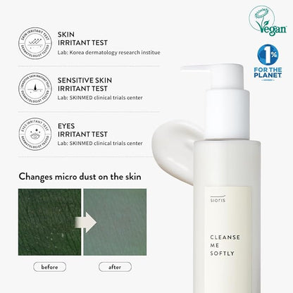 SIORIS Cleanse me softly milk cleanser, Vegan, Daily gentle skin cleanser, natural citrus 62.6% water, Macadamia seed oil, cleansing milk for dry and sensitive skin