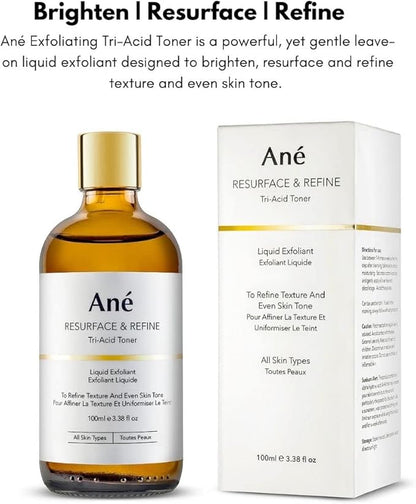 Ané Tranexamic, Aha and Bha Hydrating Acid Toner and Liquid Exfoliant to Clarify, Brighten and Even Skin Tone - Vegan.
