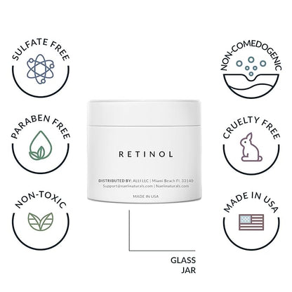 Retinoid Cream - 4.25% Retinol Night Moisturizer for Face & Neck with Collagen, Peptides & Hyaluronic Acid - Anti Aging Wrinkle Cream, Improves Skin Tone & Texture, 3.4 oz