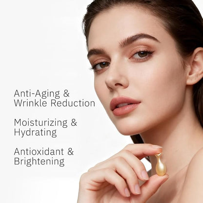 HKH Vitamin C Serum for Face: 48 Capsules Retinol Anti-Aging Wrinkle Repair Serum - Vitamin E Niacinamide Oil for Women - Daily Deep Skin Care for Fine Lines Smoothing Hydrating Brightening