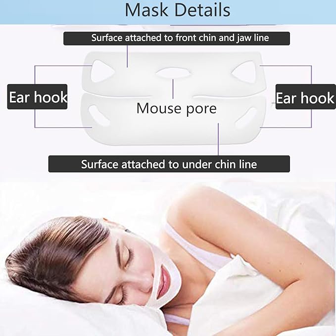 Double Chin Lifting Mask, Reusable Upgraded Double Chin Reducer, Helps Create A Three-Dimensional Jawline, Sleep Mask for Face and Neck Upgraded Deep Collagen Firming Mask (5 Pcs)