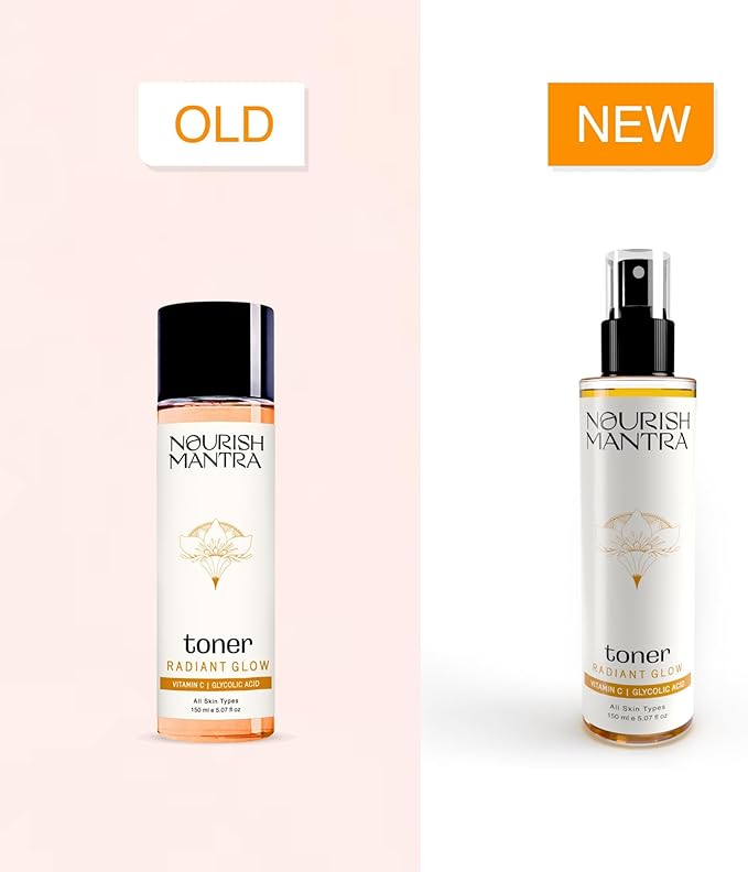 Nourish Mantra Radiant Glow Face Toner/Formulated with Vitamin C, Glycolic Acid, and Vitamin B5 for Glowing Skin & Pore Tightening Toner/Men & Women -150ml