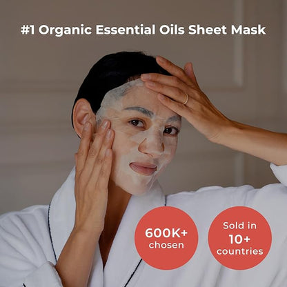 INNA ORGANIC Sheet Mask - After Sun & Self Love, EWG & COSMOS Certified (Pack of 5) | Rose Geranium Essential Oils Infused Skin Care | Luxury Clean Beauty