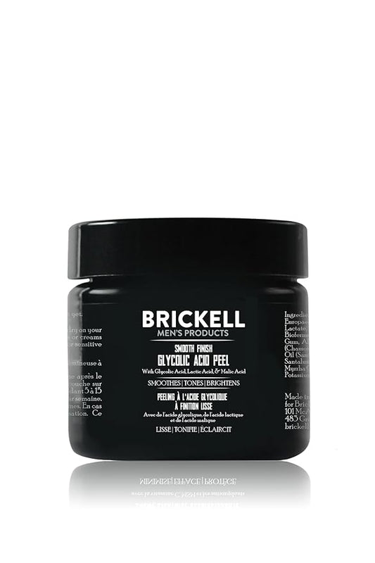 Brickell Men's Smooth Finish Glycolic Acid Peel For Men, Natural and Organic, Anti-Aging Peel for Wrinkles, 2 Ounce, Scented