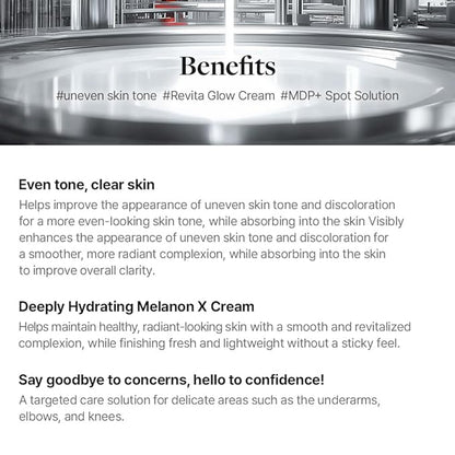 MDP+ MELANON X CREAM, Spot Care Cream, Skin Evenness Support 1.05 oz/30g, Hydration, Spot Appearance Improvement Cream