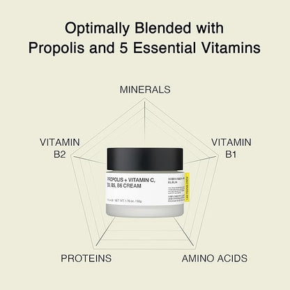 TOUN28 Propolis Vitamin C & B Complex Cream 1.76 oz (50g) | Moisturize, Nourish & Strengthen Skin Barrier with Propolis Extract| Korean Skincare for Sensitive Skin
