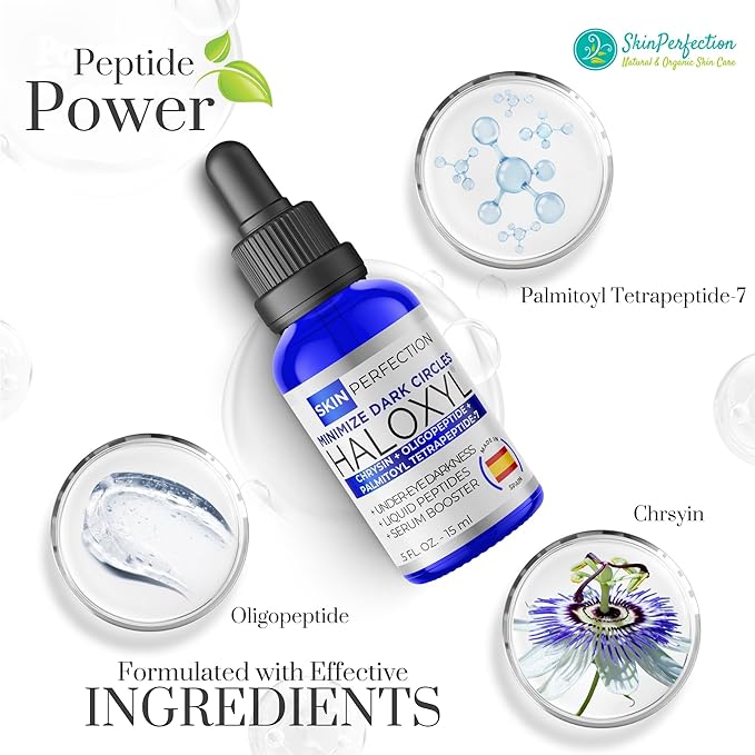 Skin Perfection Haloxyl Anti-aging Under-eye Diy Serum Booster Peptides for Dark Circles, Discolorations Blue Passion Flower .5 Oz, 300 Drops