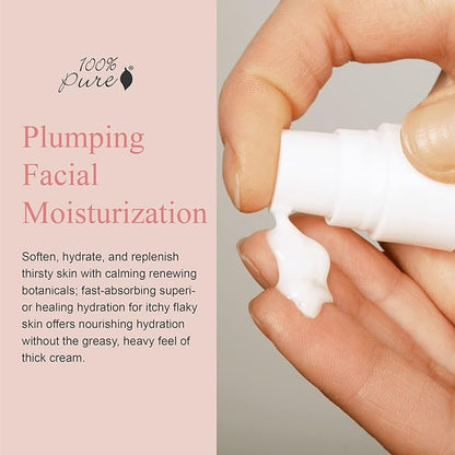 100% PURE Rose Water Hydrating Milk Face Moisturizer Natural Care Hyaluronic Acid, Squalene Replenish Suppleness Dry Dehydrated Skin - Vegan - 1.7oz