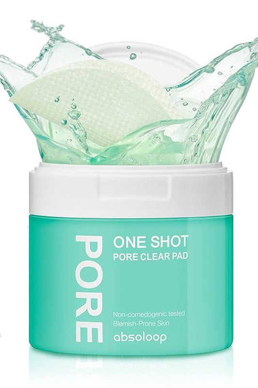 One Shot Pore Clear Pad, Clinically Proven Pore Care Toner Pad, Pore Fraxional Complex, Sebum Control & Exfoliation, pH 5.0 Hypoallergenic, 4.9 fl.oz (60 pads)