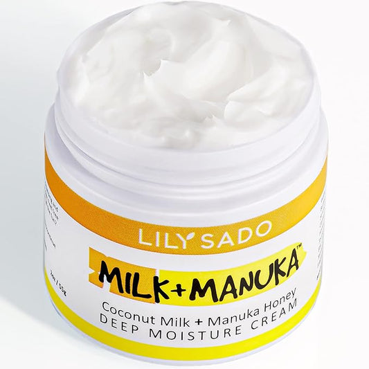 LILY SADO MILK+MANUKA™ Coconut Milk and Manuka Honey Natural Face Moisturizer - Non Greasy Organic Facial Cream with Cocoa Butter and Gotu Kola - Amazing Anti-aging Formula