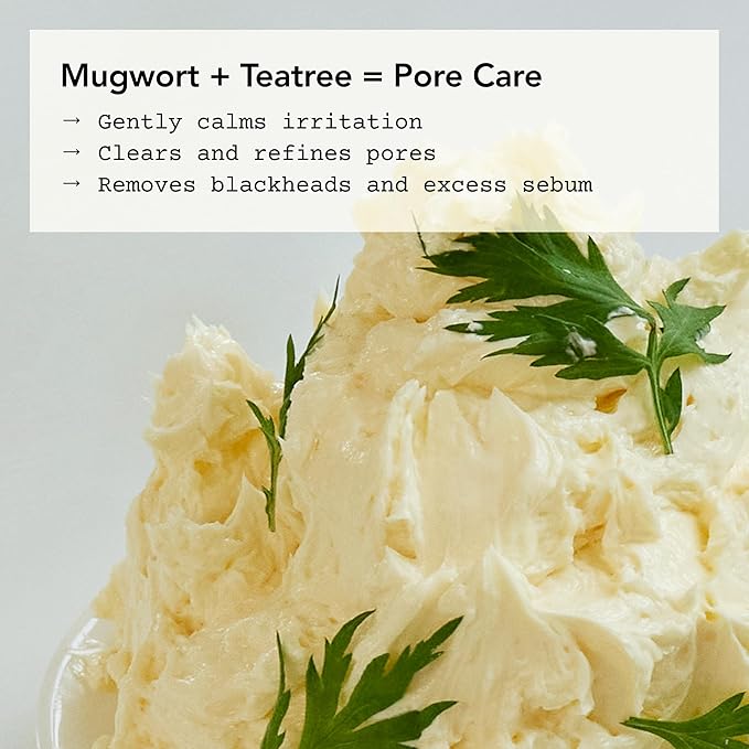 Whipped Korean Skincare Face Wash, Deep Cleansing Vegan Facial Cleanser for Oily Skin and Pore Care with Niacinamide, Hyaluronic Acid, Ceramide, Mugwort & Teatree, Doubles as a Face Mask, 4.5 oz