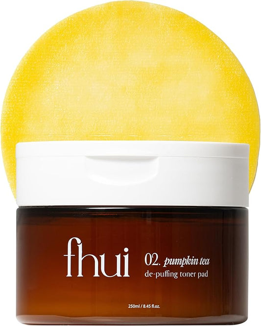 Pumpkin Tea Toner Pads | De-Puffing Face Pads for Morning Swelling & Puffy Eyes | Skin-Prepping Primer Pad to Smooth Texture & Boost Makeup Grip with Pumpkin Extract & Peptides | Korean Skin Care