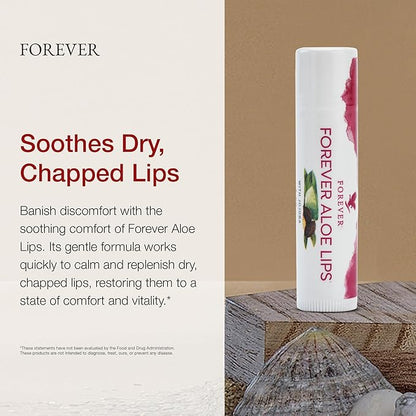 Forever Living - Aloe Lips - Moisturizing Lip Balm with Aloe, Jojoba, and Beeswax, Vegan, Ultimate Lip Care, Pack of 12