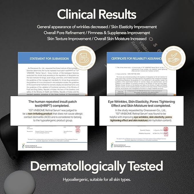 107 VINBIOME Retinal Serum, Retinal 0.1% & Ginseng, Hydrating & Firming Face, Supports Smooth & Youthful-Looking Skin, Gentle for Sensitive Skin (1.01 fl oz)