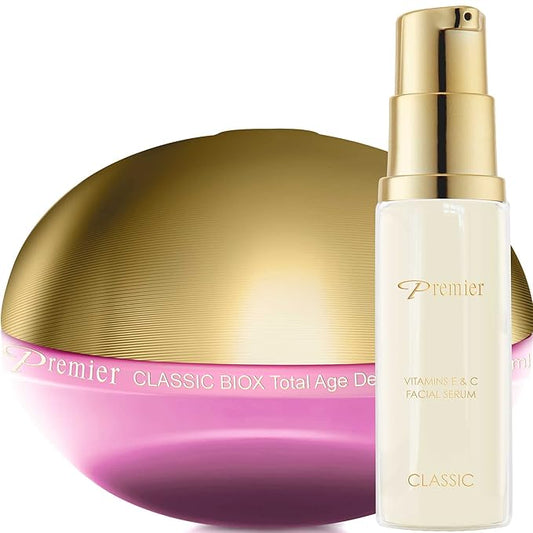 Dead Sea Premier Anti Aging Cream and Serum skin care Set: Intensive Anti Wrinkle face cream Classic Total Age-Defying Treatment Cream Lotion 2.04 Oz with BIOX Serum 0.3 Oz