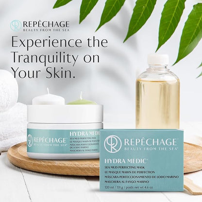 Repechage Sea Mud Mask for Women and Men, 4 fl. oz., Deep Exfoliating Pore Cleanser for Dry, Oily, Blemish Prone Face and Skin, Enhance Brighten, Tone, and Clarity, Acne Facial Treatment