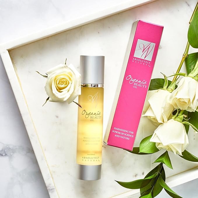 Absolutely Natural - Organic Beauty Oil 4oz with Vitamin E, Olive and Rosehips Oils, Made in USA