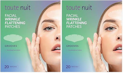 Toute Nuit Wrinkle Patches – Grooves – Face Tape for Maximum Forehead Coverage – Hypoallergenic Anti Wrinkle Patches – 20 Count, Made in USA (Pack of 2)