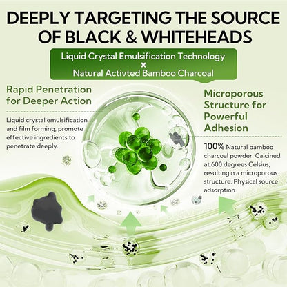 LANBENA 3.0 Bamboo Charcoal Blackhead Remover Mask, 50g/1.76 oz, 120+ pcs Nose Pore Strips, Peel off Face Mask Whiteheads Cleanser Strawberry Nose Purifying, with Amazonian White Clay