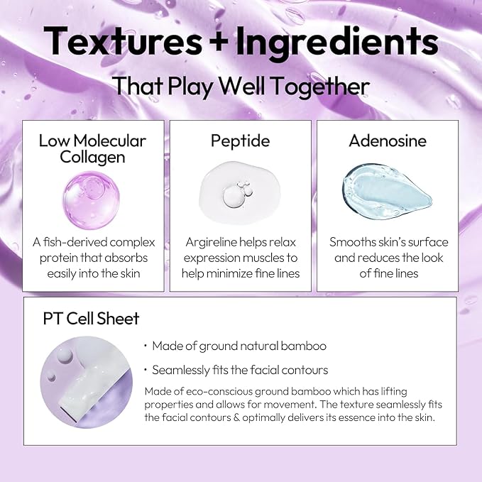 LAPCOS Collagen Sheet Mask, Firming Daily Face Mask with Collagen Peptides for Anti-Aging, Helps to Minimize Wrinkles, Restores Skin Elasticity & Firmness, Hydrating, Korean Beauty, 10-Pack