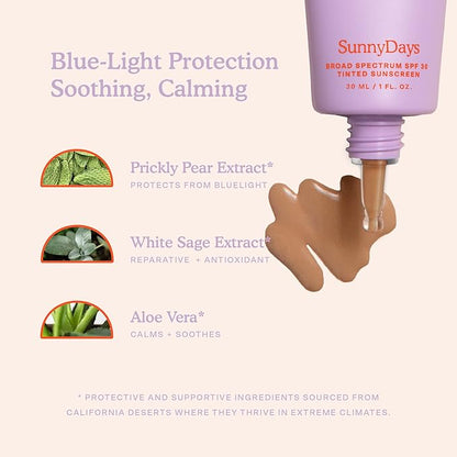 Tower 28 Beauty SunnyDays SPF 30 Tinted Mineral Sunscreen - For Sensitive Skin - 2-in-1 Facial Broad Spectrum UVA/UVB Protection + Foundation - Shade 30 PCH - Medium with Yellow Undertones, 1 Fl Oz