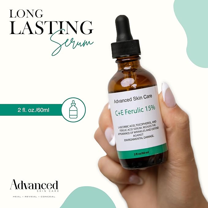 Vitamin C Face Serum with Vitamin E and Ferulic Acid | CE Ferulic 15% with Hyaluronic Acid (Compare to Skin Ceut.) | 2oz, Anti Aging and Wrinkle Serum for Face
